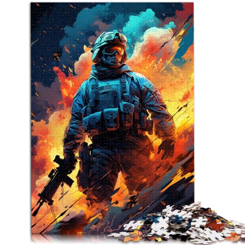 Puzzle 1000 Teile für Erwachsene Soldat Synthwave Lernspiel Herausforderungsspielzeug 26x38cm Stressabbau Schwierige Herausforderung von DLBHSG