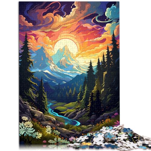 Puzzle 1000 Teile für Erwachsene Sonnenuntergang Berge Puzzle Hands-on-Spiel 50x75cm Stressabbau Staycation Zeit totschlagen von DLBHSG