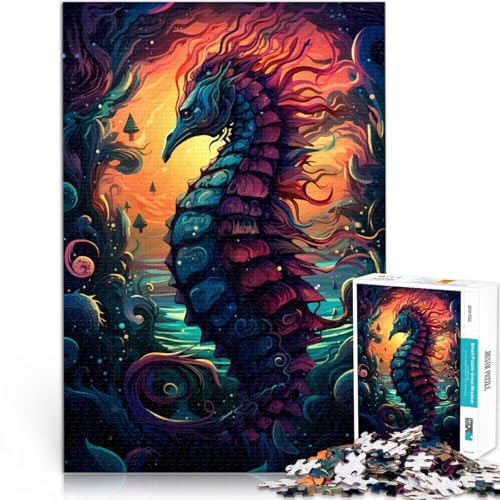 Puzzle 1000 Teile für Erwachsene Tier-Seepferdchen Lernpuzzle Familienspiel 26 x 38 cm Stressabbau schwierige Herausforderung von DLBHSG