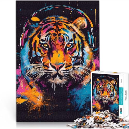 Puzzle 1000 Teile für Erwachsene Tiger mit Kopfhörer Puzzle Lernspiele 50x75cm Lernspiel für Geburtstag Weihnachten Puzzle 1000 Teile für Erwachsene Tiger mit Kopfhörer Puzzle Lernspiele 50x75cm Lernspiel für Geburtstag Weihnachten von DLBHSG