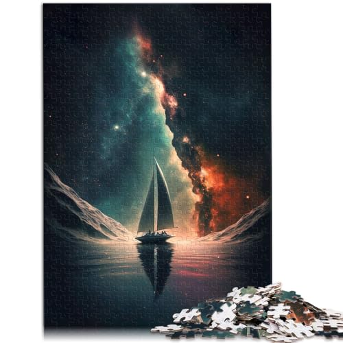 Puzzle 1000 Teile für Erwachsene Weltraum-Segelboot Milchstraße lustige Spiele 26 x 38 cm anspruchsvolles Spiel und Familienspiel für Teenager ab 14 Jahren von DLBHSG