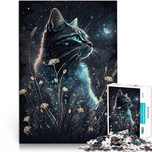 Puzzle 1000 Teile für Erwachsene Weltraumkatze Blumen Puzzle Wanddekoration 26x38cm Lernspiel für Geburtstag Weihnachten von DLBHSG
