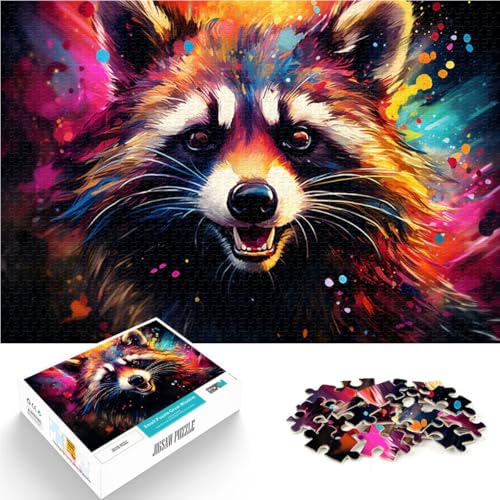 Puzzle 1000 Teile für Erwachsene buntes Waschbär-Tierpuzzle praktisches Spiel 50 x 75 cm anspruchsvolles Spiel und Familienspiel von DLBHSG