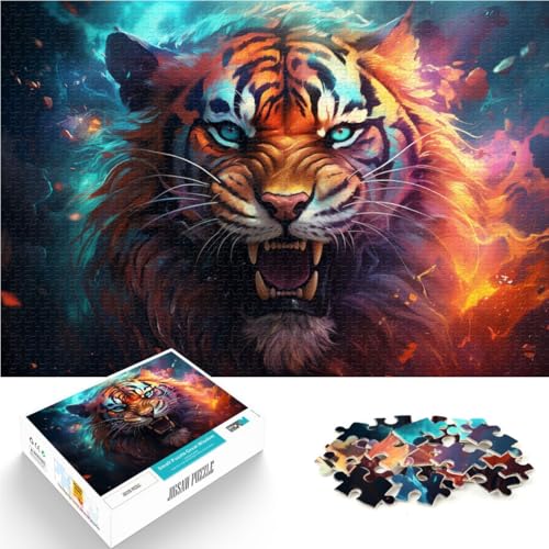 Puzzle 1000 Teile für Erwachsene der mysteriöse Tiger Lernpuzzle 50 x 75 cm ganze Familie von DLBHSG