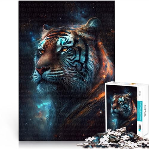 Puzzle 1000 Teile für Erwachsene kosmisches Tier Tiger lustige Spiele 26 x 38 cm anspruchsvolles Spiel und Familienspiel für Kinder ab 14 Jahren von DLBHSG