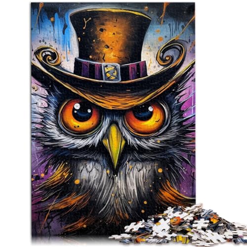 Puzzle 1000 Teile für Erwachsene psychedelische Eule interessantes Puzzle zur Stressreduzierung 26 x 38 cm anspruchsvolles Spiel und Familienspiel von DLBHSG