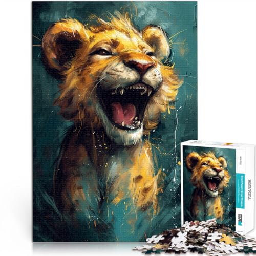 Puzzle 1000 Teile für Erwachsene süßer Kleiner gelber Löwe Lernpuzzle Familienspiel 50 x 75 cm Stressabbau Urlaub zu Hause Zeit totschlagen von DLBHSG