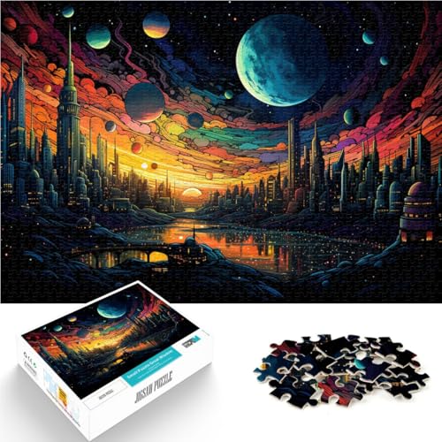Puzzle 1000 Teile für Erwachsene. Die Stadt der Zukunft auf dem Planeten. Lustige Spiele 26 x 38 cm. Herausforderndes Spiel und Familienspiel für Teenager ab 14 Jahren von DLBHSG