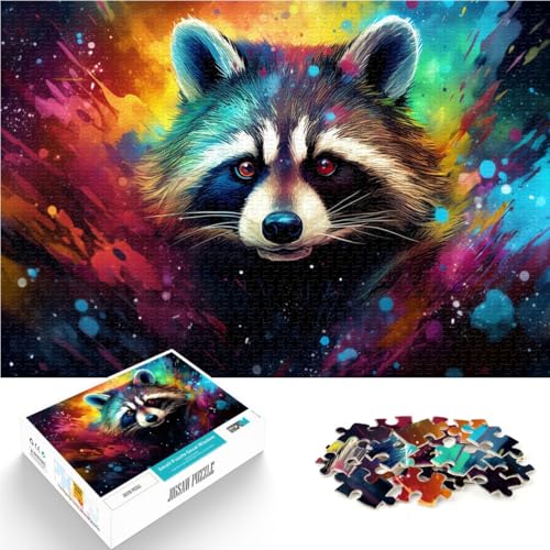 Puzzle für Erwachsene 1000 Teile Bunter Waschbär Familienunterhaltungsspielzeug 50x75cm Lernspiel für Geburtstag Weihnachten von DLBHSG