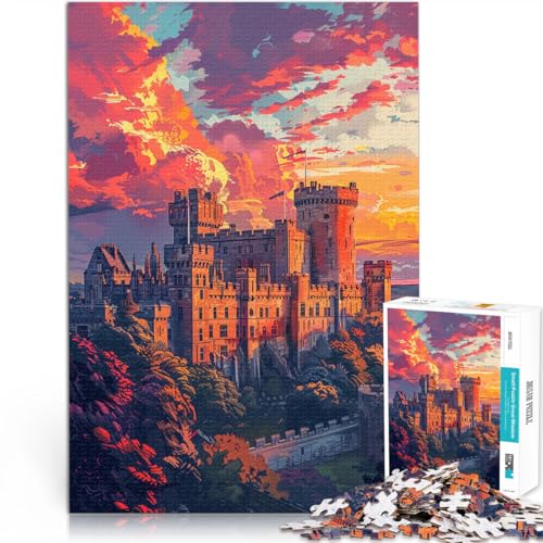 1000-teiliges Puzzle für Erwachsene. Buntes Warwick Castle-Quizspiel 50 x 75 cm ganze Familie für 14-Jährige von DLBHSG