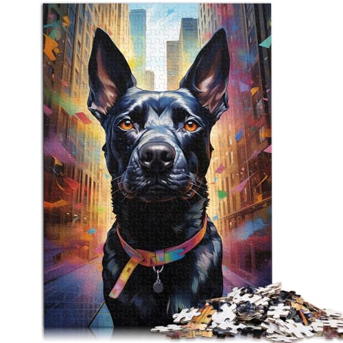Puzzle für Erwachsene 1000 Teile schwarzer Hund Kunstspielzeug Denkspiel 50 x 75 cm anspruchsvolles Spiel und Familienspiel für Teenager ab 14 Jahren von DLBHSG
