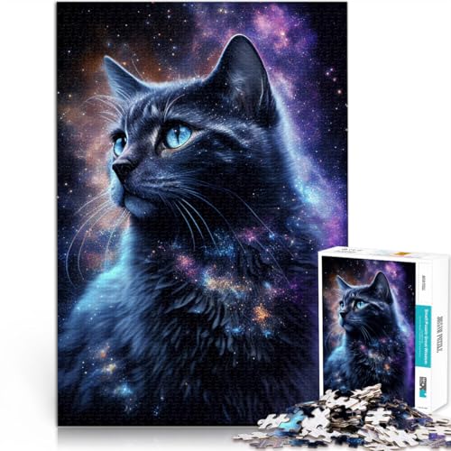 Puzzle für Erwachsene 1000-teiliges Puzzle „Kosmischer Nebel Katze“ – anspruchsvolles Spiel 50 x 75 cm anspruchsvolles Spiel und Familienspiel von DLBHSG