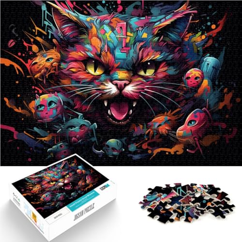 Puzzle für Erwachsene mit 1000 Teilen eine wütende Katze Denkspiel 50 x 75 cm ganze Familie für Teenager ab 14 Jahren von DLBHSG
