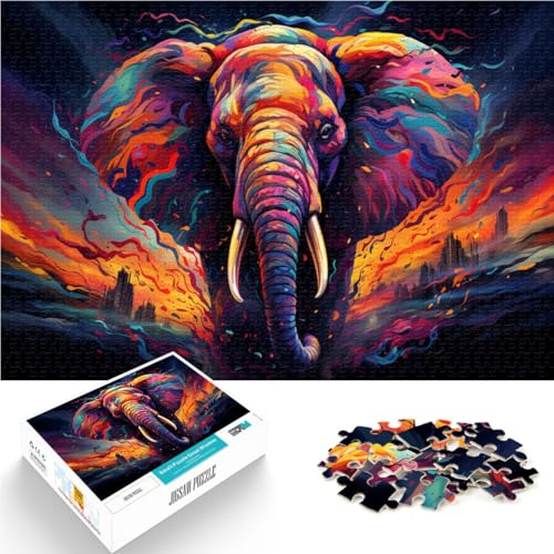 Puzzle 1000 Teile für Erwachsene Buntes Kunst-Elefanten-Tierpuzzle Lernspiele 50x75cm Lernspiel für Geburtstag Weihnachten von DLBHSG
