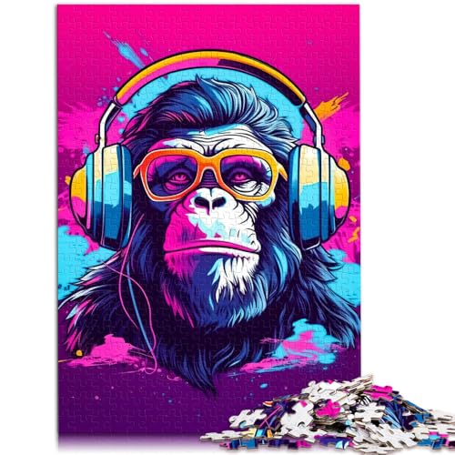 Puzzle für Erwachsene 1000 Teile AFFE DJ Musik Familienspaß 50 x 75 cm Stressabbau schwierige Herausforderung für Teenager ab 14 Jahren von DLBHSG