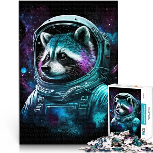 Puzzle für Erwachsene 1000 Teile Astronauten-Waschbär Spielzeug Lernspiele Stressabbau 50 x 75 cm Geschenke für Freunde und Familie von DLBHSG