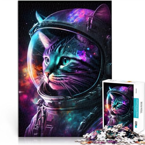 Puzzle für Erwachsene 1000 Teile Astronautenkunst Katze Lernspielzeug 50x75cm tolles Geschenk für die ganze Familie von DLBHSG