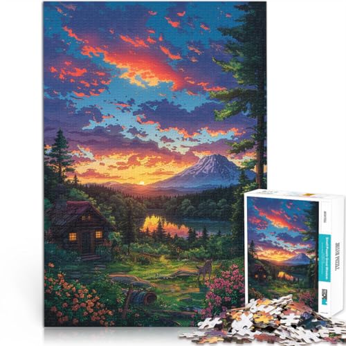 Puzzle für Erwachsene 1000 Teile Bergdorf bei Sonnenuntergang Denksportaufgabe 50 x 75 cm Lernspiel für Geburtstag Weihnachten von DLBHSG