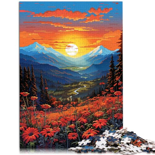 Puzzle für Erwachsene 1000 Teile Berglandschaft Wildblumen Lernspiele für Zuhause DIY-Spielzeug 50 x 75 cm anspruchsvolles Spiel und Familienspiel von DLBHSG