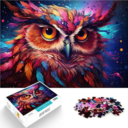 Puzzle für Erwachsene 1000 Teile Bizarre Bunte Eule pädagogisches Spielzeug zum Stressabbau 50 x 75 cm Lernspiel für Geburtstag Weihnachten von DLBHSG