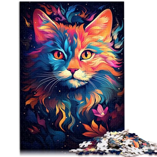 Puzzle für Erwachsene 1000 Teile Blaue Neonkatze anspruchsvolles Spiel 50 x 75 cm Geburtstagsgeschenk Geschenke Wandkunst von DLBHSG