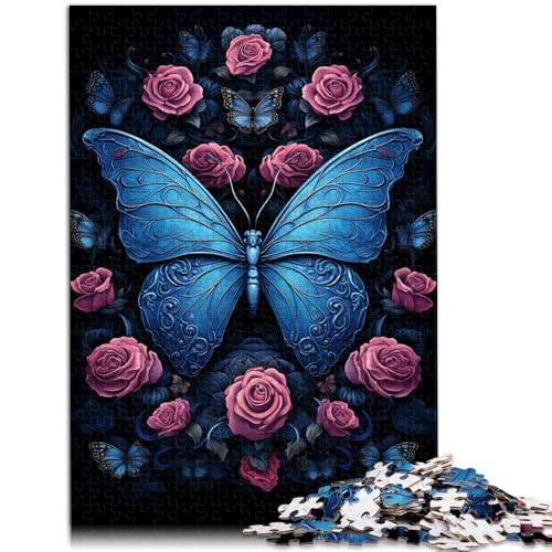 Puzzle für Erwachsene 1000 Teile Blaue Schmetterlinge und Blumen Quizspiel 50 x 75 cm geeignet als Schreibtischdekoration für Teenager ab 14 Jahren von DLBHSG