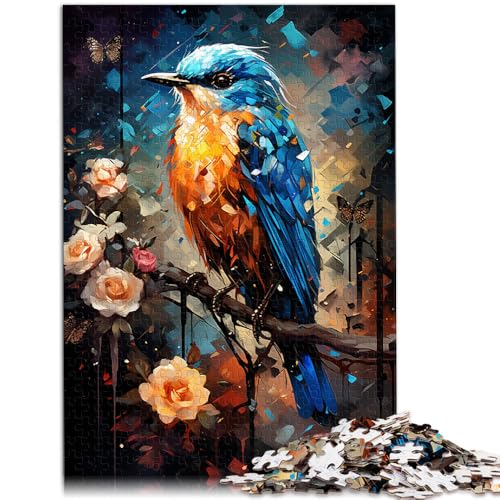 Puzzle für Erwachsene 1000 Teile Blauvogel und Blumen Lernspielzeug Familienspiele 50 x 75 cm geeignet als Schreibtischdekoration von DLBHSG