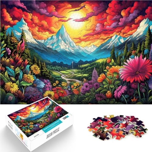 Puzzle für Erwachsene 1000 Teile Blumen und Berge als Puzzle-Geschenk 50 x 75 cm stärkt die Liebe zwischen Paaren für Teenager ab 14 Jahren von DLBHSG