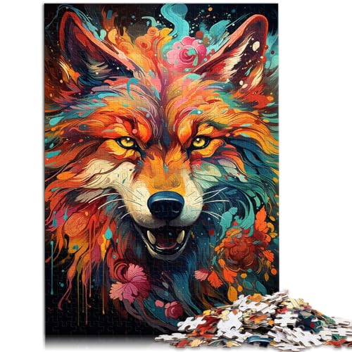 Puzzle für Erwachsene 1000 Teile Blumenwolf anspruchsvolles Spiel 26 x 38 cm Lernspiel für Geburtstag Weihnachten für Teenager ab 14 Jahren von DLBHSG