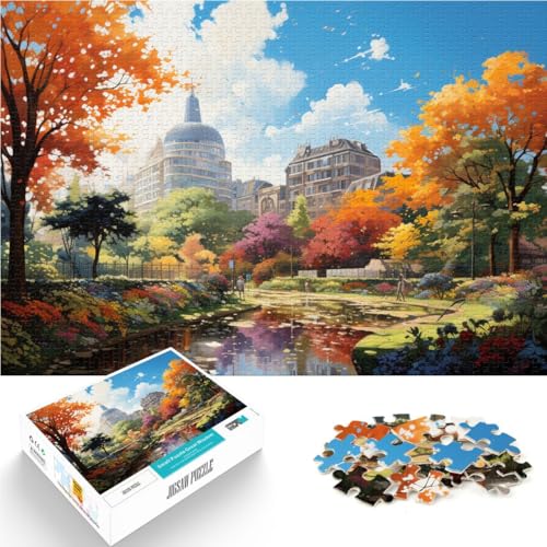 Puzzle für Erwachsene 1000 Teile Brüsseler Park Farbillustration Denksportaufgabe 50 x 75 cm einzigartige Geburtstags- und Geschenkideen von DLBHSG
