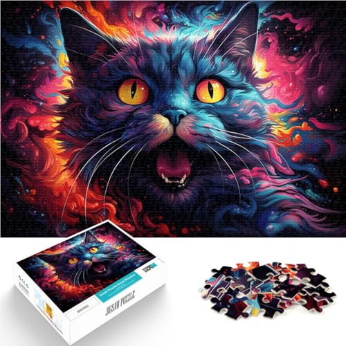 Puzzle für Erwachsene 1000 Teile Bunte Katze DIY-Puzzle-Spielzeug 26 x 38 cm Herausforderung für die Gehirnintelligenz süchtig machendes Spielzeug für Teenager ab 14 Jahren von DLBHSG