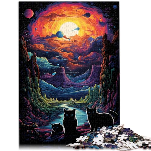 Puzzle für Erwachsene 1000 Teile Bunte Katzen auf dem Planeten Spielzeug Denkspiel 50 x 75 cm Geschenke für Freunde und Familie für 14-Jährige von DLBHSG