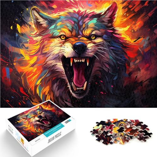 Puzzle für Erwachsene 1000 Teile Bunte Neonwolf-Puzzles Geschenke 50 x 75 cm mit passendem Poster und Quizblatt für Kinder ab 14 Jahren von DLBHSG
