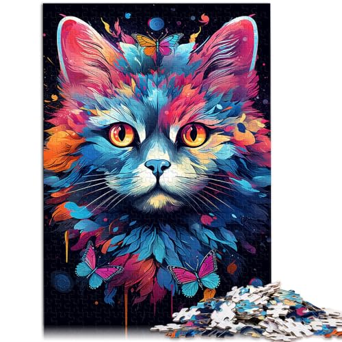 Puzzle für Erwachsene 1000 Teile Bunte getigerte Katze Anspruchsvolles Spiel Puzzles 50x75cm Anspruchsvolles Spiel und Familienspiel von DLBHSG