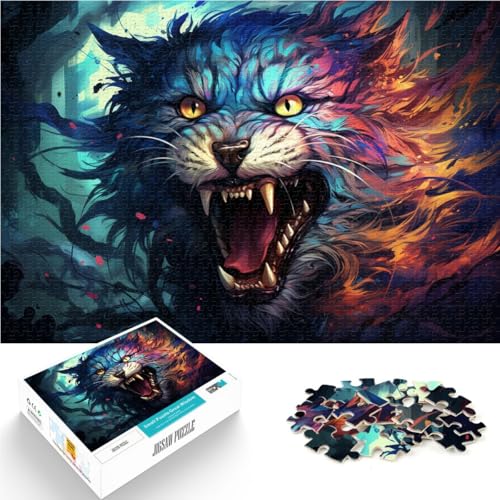 Puzzle für Erwachsene 1000 Teile Bunter Dämonenwolf Lernspielzeug Familienspiele 26 x 38 cm tolles Geschenk für die ganze Familie von DLBHSG