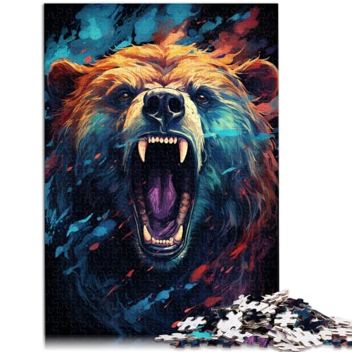 Puzzle für Erwachsene 1000 Teile Bunter Kunstbär Spielzeug Lernspiele Stressabbau 26x38cm Stressabbau Schwierige Herausforderung von DLBHSG
