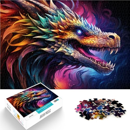 Puzzle für Erwachsene 1000 Teile Bunter Planet Drache Spielzeug Lernspiele Stressabbau 50x75cm Stressabbau Schwierige Herausforderung von DLBHSG