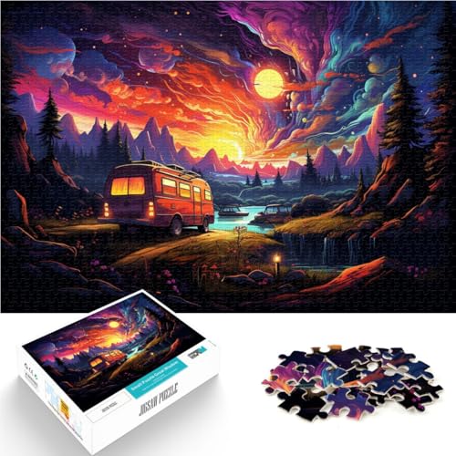 Puzzle für Erwachsene 1000 Teile Bus unter Nachtansicht Familienunterhaltungsspielzeug 50x75cm Herausforderndes Spiel und Familienspiel von DLBHSG