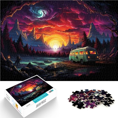 Puzzle für Erwachsene 1000 Teile Bus unter Nachtansicht anspruchsvolles Spiel Geschenke 50 x 75 cm Lernspiel für Geburtstag Weihnachten von DLBHSG