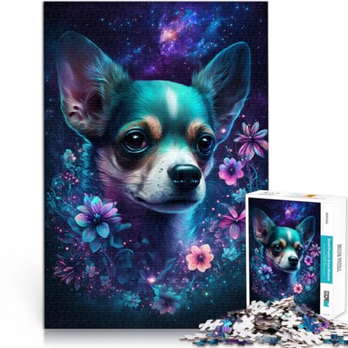 Puzzle für Erwachsene 1000 Teile Chihuahua-Blume Spielzeug Denkspiel 50 x 75 cm einzigartige Geburtstags- und Geschenkideen für Teenager ab 14 Jahren von DLBHSG