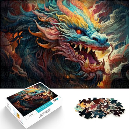 Puzzle für Erwachsene 1000 Teile Chinesischer Drachenhimmel Handgeschwindigkeitswettbewerb 50x75cm Herausforderndes Spiel und Familienspiel von DLBHSG