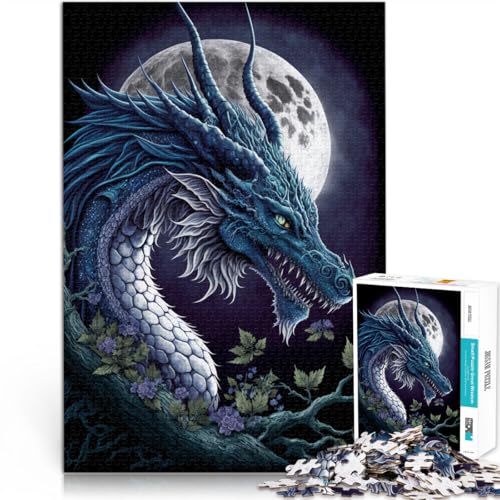 Puzzle für Erwachsene 1000 Teile Drache auf dem Mond Lernspielzeug Familienspiele 50 x 75 cm geeignet als Schreibtischdekoration von DLBHSG