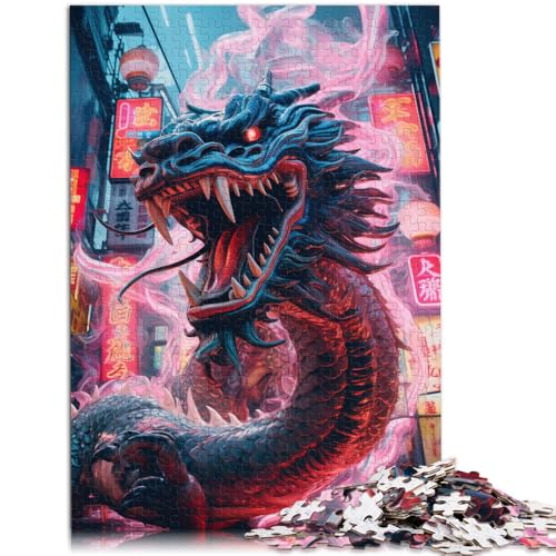 Puzzle für Erwachsene 1000 Teile Dragon Neon Street Tokyo Spielzeug Denkspiel 50 x 75 cm tolles Geschenk für die ganze Familie von DLBHSG