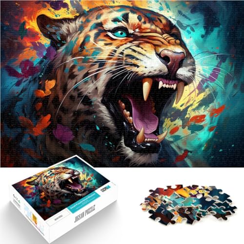 Puzzle für Erwachsene 1000 Teile Dschungel-Gepard schwierig und herausfordernd 50 x 75 cm mit passendem Poster und Quizblatt für Teenager ab 14 Jahren von DLBHSG