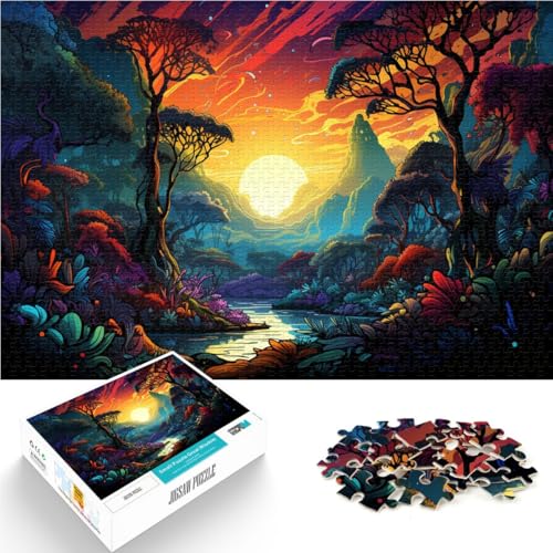 Puzzle für Erwachsene 1000 Teile Dschungel bei Sonnenuntergang Familienspiel für und 50 x 75 cm Lernspiel für Geburtstag Weihnachten für Teenager ab 14 Jahren von DLBHSG