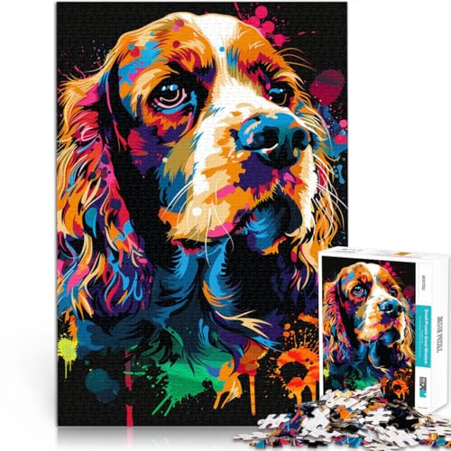 Puzzle für Erwachsene 1000 Teile Englischer Cocker Spaniel Hund Kunst DIY Puzzle Spielzeug 50x75cm Stressabbau Staycation Zeit totschlagen von DLBHSG