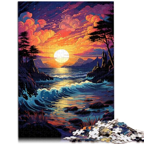 Puzzle für Erwachsene 1000 Teile Fantasie-Sonnenuntergangslandschaft Lernpuzzle 50 x 75 cm mit passendem Poster und Quizblatt von DLBHSG
