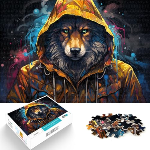 Puzzle für Erwachsene 1000 Teile Fantasy Hoodie Wolf Spielzeug Lernspiele Stressabbau 26x38cm Geburtstagsgeschenk Geschenke Wandkunst von DLBHSG