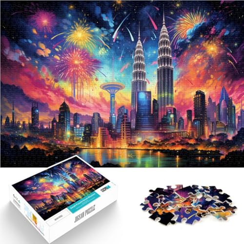 Puzzle für Erwachsene 1000 Teile Farbe Kuala Lumpur Twin Towers Spielzeug Lernspiele Stressabbau 26x38cm Geburtstagsgeschenke von DLBHSG