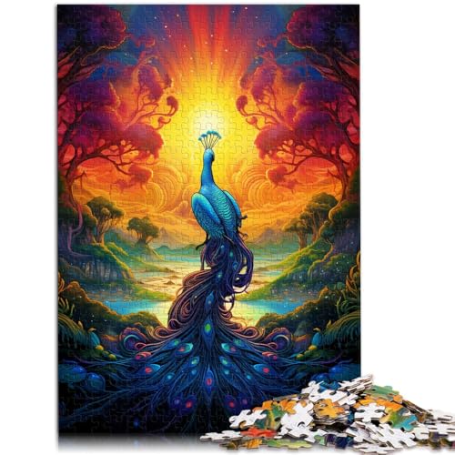 Puzzle für Erwachsene 1000 Teile Farbiger Pfau Spielzeug Denkspiel 26 x 38 cm zum Stressabbau schwierige Herausforderung für 14-Jährige von DLBHSG